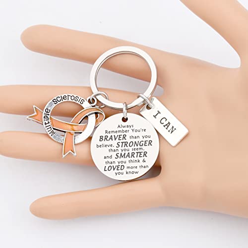 Seiraa Multiple Sclerosis Keychain Orange Awareness Jewelry Orange Ribbon Multiple Sclerosis Jewelry For Women (Multiple Sclerosis Keychain) #TOP4