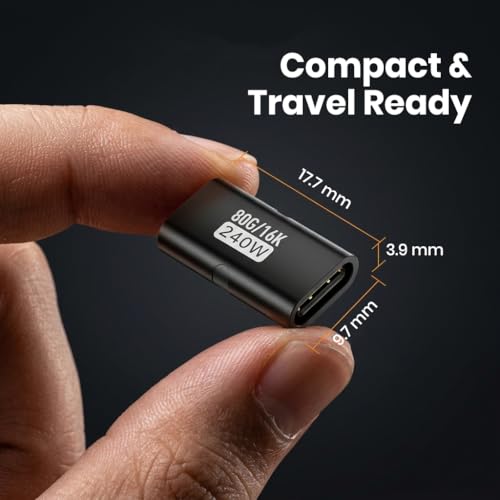 Image of ZORBES 2Pcs PD 240W USB C Female to Female Adapter, 80Gbps Data Sync Type C Connector with 16K@60Hz Video Output USB C Coupler Bidirectional Converter for iPhone 17 /16 /15, Thunderbolt 5 /4, MacBook