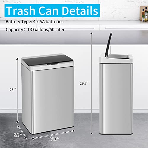 Caneca de basura rectangular de acero inoxidable 50 L miniatura 7