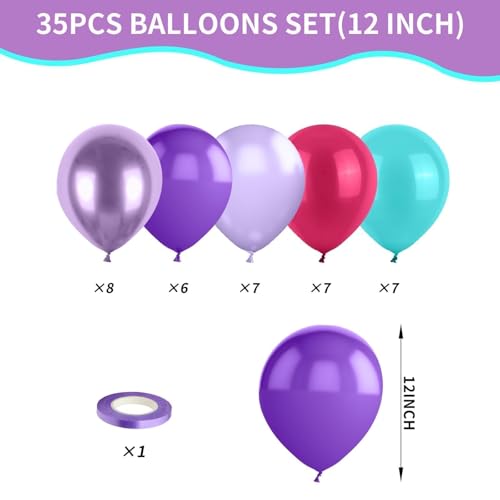 Image of 12 Inch Pink Teal Blue Purple Balloons for Girls Baby Shower Birthday Wedding Party Decoration