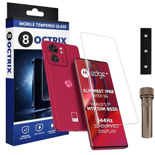 Image of Curved UV Tempered Glass Screen Protector for Moto Edge 40 | Transparent | Pack of 1 | Full Screen Coverage with UV Installation Kit