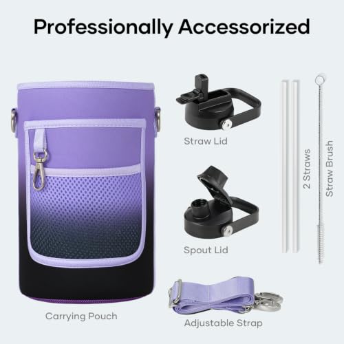 Image of BUZIO 64 oz Insulated Stainless Steel Water Bottle with Dust-proof Lids