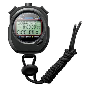 Chronomètre étanche – 100 tours – Mémoire divisée – Grand écran – Chronomètre numérique simple avec horloge/comptage à rebours/réveil/calendrier/bruit – Chronomètre de sport pour la natation, la