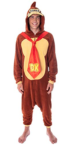 Seven Times Six Donkey Kong Adult Microfleece Costume Kigurumi Union Suit One-Piece Pajama Outfit (Large)