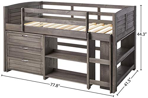 Donco Kids Louver Panel Modular Low Loft Bed In Antique Grey Finish - Combo Set B #TOP2