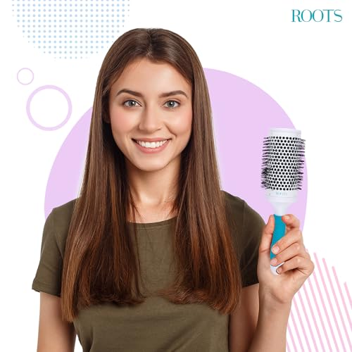 Image of ROOTS Professional Barrel Hair Brush | For Blow Drying & Volumizing | With Ceramic Barrel, Nylon Bristle & RubberGrip Handle | For Women's Wavy & Curly Hair | Length - 10.7 Inch, Model No - PEC58