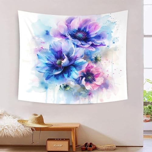 Tapisserie murale fleurs aquarelle 3D MBAHEUURR salon 180x230 cm