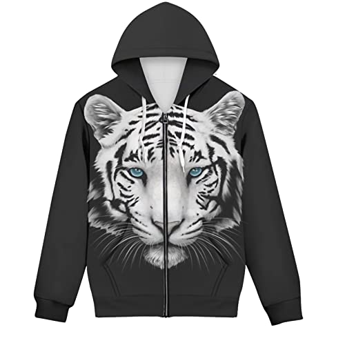 Forchrinse Orange Bat Hoodies für Herren Mittelschweres Sweatshirt Full Zip Up Fleece Kapuzenpullover mit Tasche, tiger, X-Large Cover