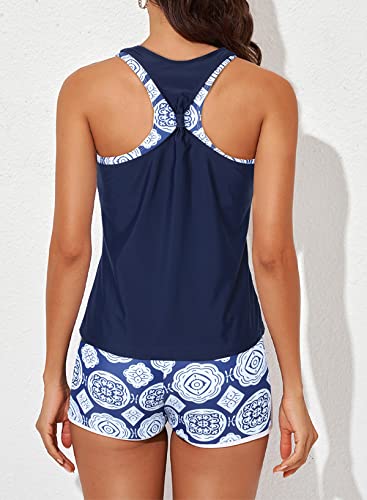 Aleumdr Womens Athletic 3 Piece Tankini Swimsuits with Shorts Swim Tank Tops with Sports Bra and Boyshorts Bathing Suits2