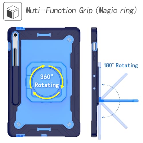 Image of elitegadget Case for Samsung Galaxy Tab S10 FE+ /S10 FE Plus 13.1 Inch 2025 Released - Heavy Duty Impact Resistant Case Cover with Rotating Ring Stand (Navy Blue /Light Blue)