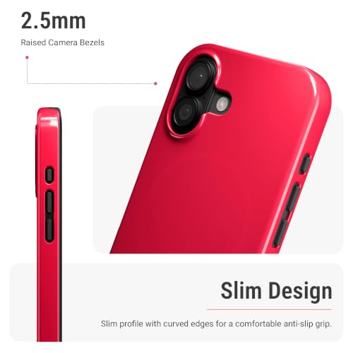 Image of DailyObjects Enamel Bumper MagSafe Case for iPhone 16 Plus Compatible with Mag-Safe Wireless Charging | Red Hybrid Magnetic Back Cover