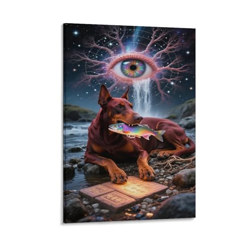 Tableau Doberman decoration salon et bureau moderne en toile 30x45