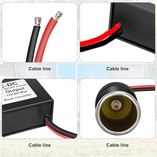 24V to 12V 8A 96W Cigarette Lighter Socket Step-Down Converter, Car Fridge, Vacuum Cleaner, Truck, Boat O-Ring Waterproof Voltage Regulator3