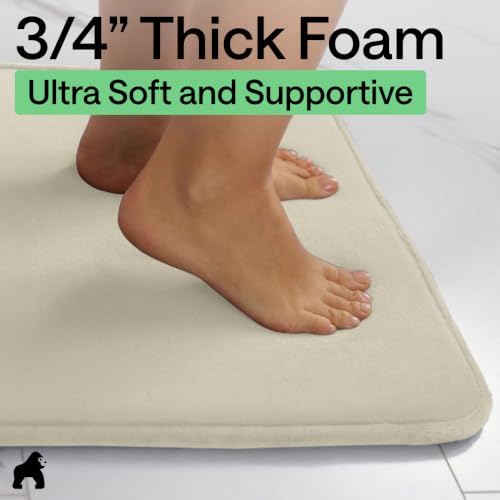 Image of GORILLA GRIP Memory Foam Bath Rugs, Soft Absorbent Velvet Bathroom Mats, Durable Dots on Underside, Machine Washable Bathmat, Carpet Rug Room Decor for Shower Floor, 60x24 Mat, Champagne