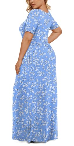 Image of LONGYUAN Women's Plus Size Maxi Dresses Summer Short Sleeve Casual Long Dress 2026 XL-6XL