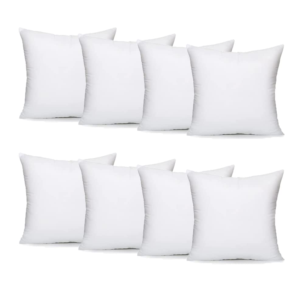Iyan Soft Furnishing Luxury 18" x 18" - 8 Packs - Cushion Pads with Bounce Back Polyester Sham Square Hollow Fibre Standard/White – MADE IN UK