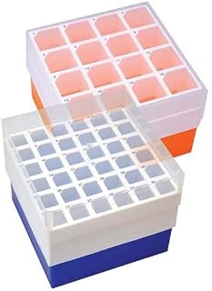 Cole-Parmer Polypropylene Freezer Box, 16 x 50 mL, Orange; 2/Pk