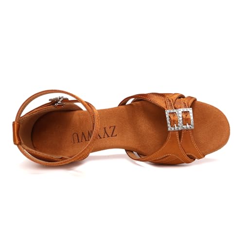 Girls Latin Dance Shoes Low Heels Satin Ballroom Salsa Tango Professional Practice Dance Shoes2