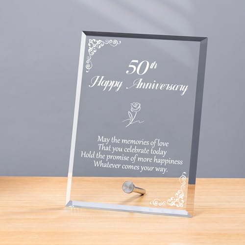 50th Wedding Anniversary Crystal Clock Gifts for Couple Parents, 50 Year Anniversary Wedding Gifts Quartz Clock Gifts for Husband Wife, 50th Wedding Anniversary Decorations