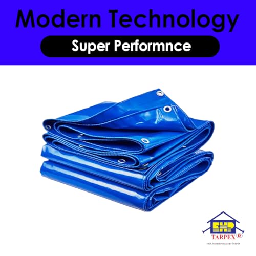 Image of TARPEX Waterproof Tarpaulin Sheet Tripal, UV Resistant, HDPE UV Treated Sun, Roof, Rain Protection Polyethylene Multipurpose Cover (15 feet X 12 feet, Blue) (120 GSM-Thickness Quality GEM)