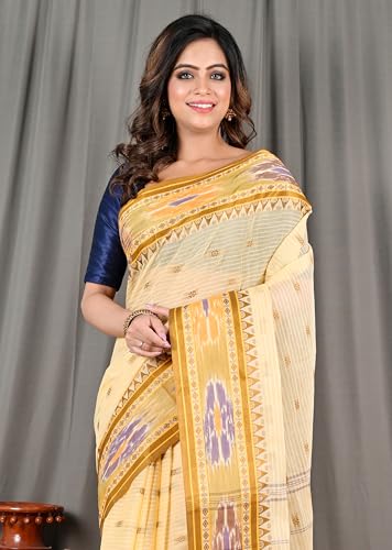 Image of eC ESHA'S COLLECTION Women's Traditional Pure Cotton Katki Tant Saree Without Blouse Piece