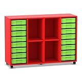  Flexeo® Aufbewahrungsregal inkl. Boxen - Holz-Regal Fach-Regal Schul-Möbel Klassenzimmer-Ausstattung
