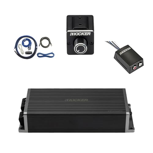 Kicker KPX500.1 Weather-Resistant 750 Watt Dynamic Power Mono Amplifier with Dual Bass Remote and Wiring Install Kit, Stereo Line Output Converter