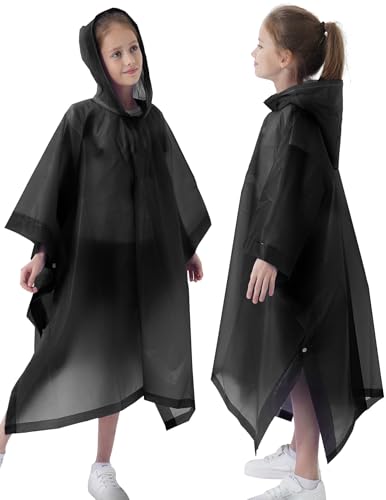 Image of Rain Poncho for Kids(2 Pack) Waterproof Reusable EVA Raincoat One Size Rain Jackets for Children,Boys and Girls