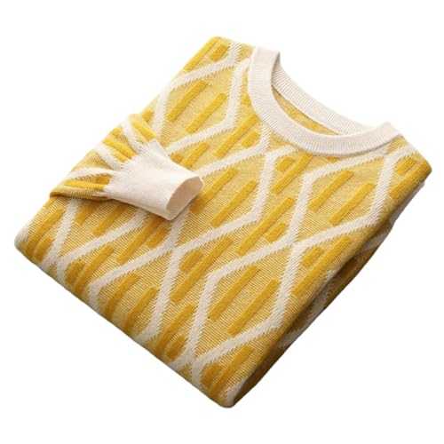 Pull en cachemire pour homme avec tricot jacquard élégant et col rond