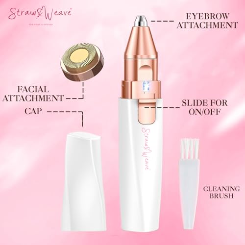 Image of Facial Hair Removal Machine|Eyebrow Trimmer & Epilator|Trimmer For Women Private Part|2 In 1 Trimmer 400 mAh Battery 1 Year Warranty|Painless Hair Removal Machine|Nose Hairs Remover,White (2 in 1)