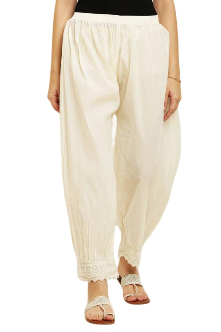 Women's Pure Cotton Harem Pants, Afghani Salwar, Loose Fit Afghani Salwar with Lace Embroidered Detailing, Harem Pants, Traditional Ethnic Wear, Casual Wear-image-10