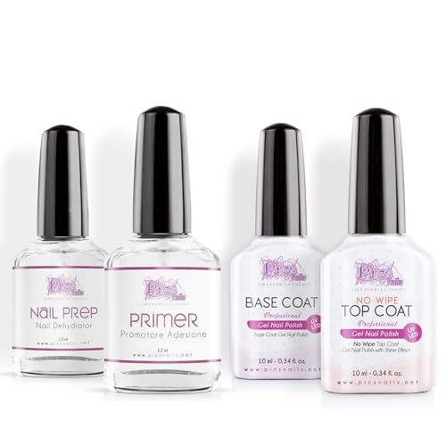 Kit Smalto Semipermanente Professionale UV/LED x 4pz. - Kit Unghie Semipermanente Iniziale con Primer Non Acido, Nail Prep, Base Coat e Top Coat UV