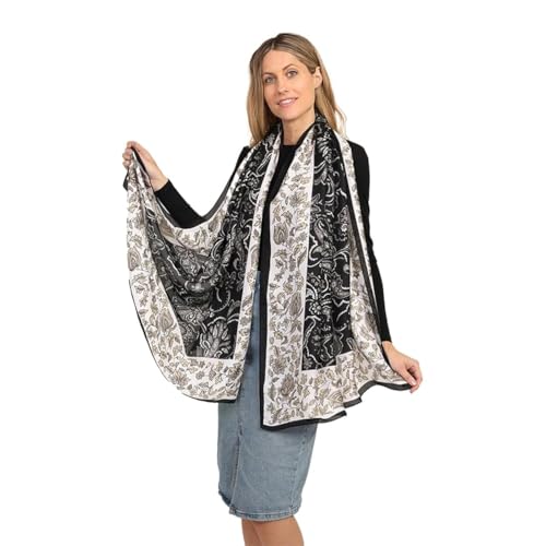 Image of Trillion London Spring Collection | Designer Silk Scarf For Women UK | Lightweight Neck Scarves | Shawl Wraps | Suitable for Daily Life | Smooth & Soft Finish | Gift for Women | Size-180cm x 90cm