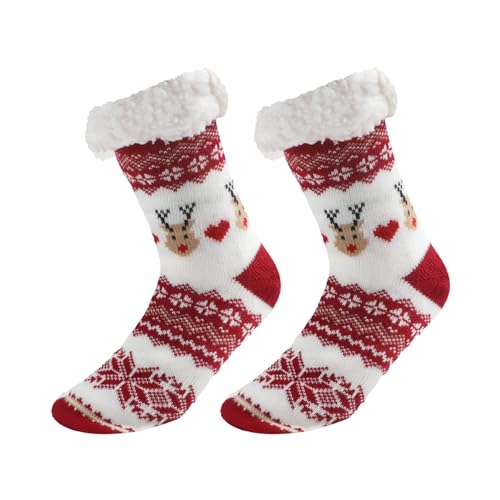 LOMIMOS Christmas Slipper Sock, Xmas Non Slip Sock Warm for Winter Home Women