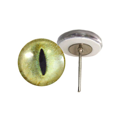 Pale Yellow Cat Glass Eyes On Wire Pin Posts for Needle Felting Doll Sculpture Making Taxidermy and Other Crafts (6mm)