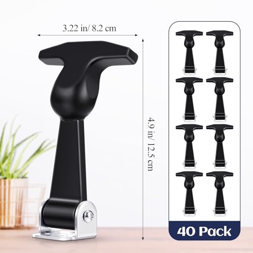 Image of Mudder 40 Pcs Elastic Stainless Steel Rubber Hood Catch Flexible T-Handle Hasp Rubber Flexible Draw Latches with Brackets for Vehicle Engine, Hood