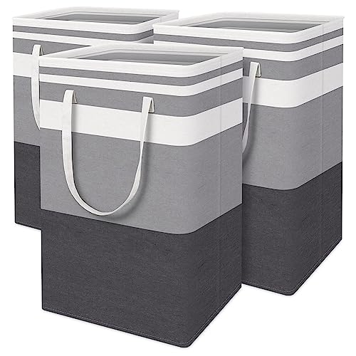 Sarpoer Cesto plegable para la colada de 3 piezas, cesta impermeable para la colada, con asas extendidas para ropa, juguetes, 75 L