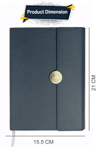 Image of A5 Journal Notebook Diary for Men Women | Office Journal Diary Notebook with Magnetic Flip Lock and Mobile Holder Pocket (200 Ruled Pages, 6 x 8.5 Inches, 80 GSM) (Round Mag. Black)