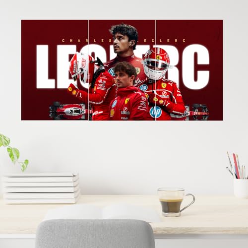 Image of Good Hope - Charles Leclerc Split Poster 12x18 Inch - Ferrari F1 Car Racing Posters for Boys Room Wall Decor Bedroom Cafe GYM Gaming room Livingroom & Office Decoration (Formula 1 Champion Fan without frame Framed)