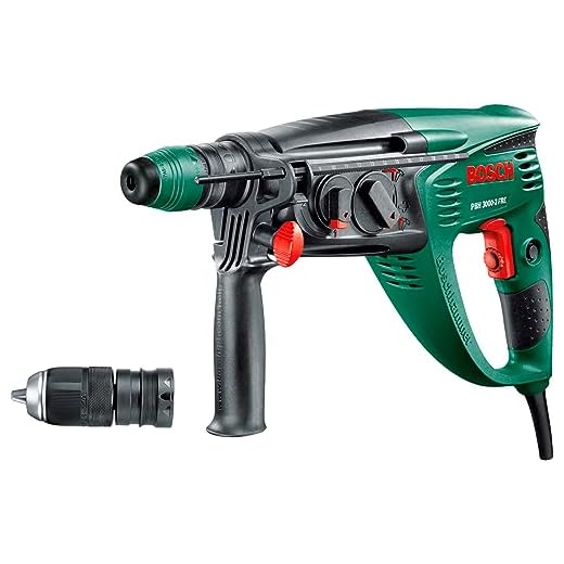 BOSCH VERDE Martillo perforador PBH 3000-2 FRE con maletín (SDS, cincel plano, tope de profundidad, empuñadura adicional, 750 Watt)
