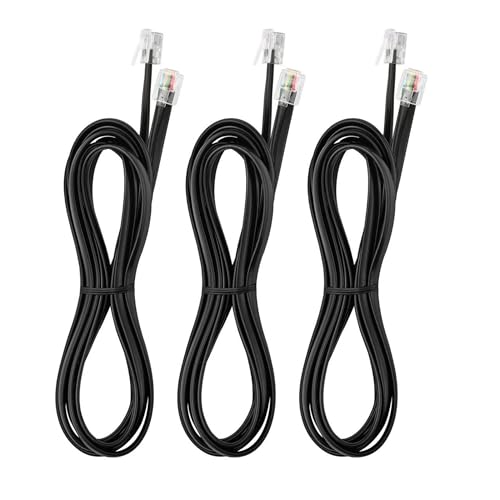 Cable RJ12 6P6C negro macho a macho recto de 6 hilos para datos y voz
