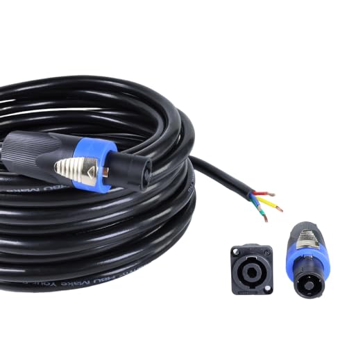 Image of 25 Feet Speakon to Bare Wire Cable, Pack of 1 Open End 4 Conductor | 25ft NL4FC Speak-ON Cables, 4 Conductors Speaker Male Wires, High Load Stage, Tour, Chuchero, Mids, Tweeters Audio Setups