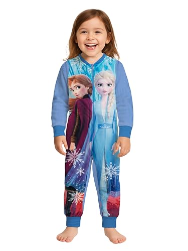 Disney Die Eiskönigin Jumpsuit für Mädchen - ELSA & Anna Frozen Overall Kinder Pyjama Schlafanzug Blau (DE/NL/SE/PL, Numerisch, 122, 128, Regular,...