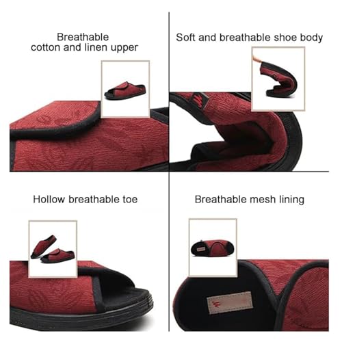Diabetic Sandals for Men, Men's Comfy Open Toe Summer Mesh Breathable Adjustable Diabetic Sandals, Lightweight Feet Walking Edema Wide Sneakers, for Elderly Foot Pain Relief Fasciitis4