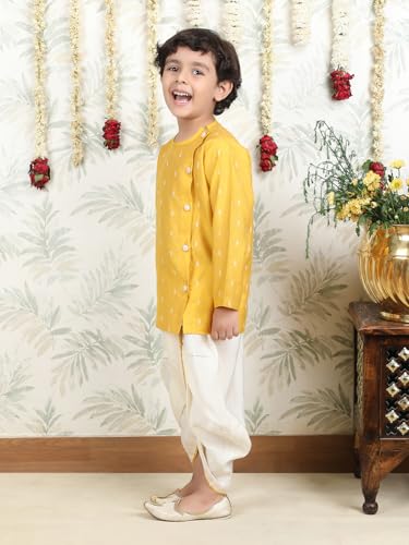 Image of POLKA TOTS Elegant Traditional Dhoti Kurta Set for Baby Boys & Toddlers - Ultra-soft Cotton Ethnic Dress for Festivals and Weddings | Premium Angrakha Style Ethnic Wear