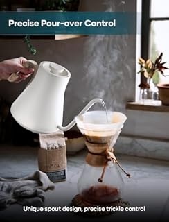 INTASTING Electric Kettle, Gooseneck Electric Kettle, ±1℉ Precise Temperature Control, Stainless Steel Interior, Quick Heating for Pour Over Coffee, Tea & Boiling Water, 0.9L (Cream White)