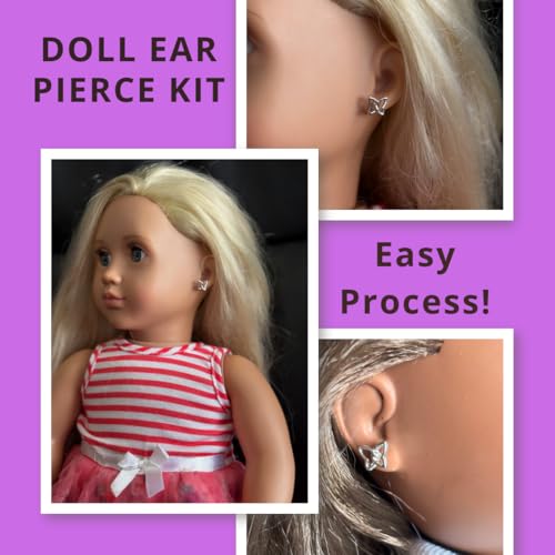 Doll Ear Piercing Pierce Kit Tool with a set of Earrings (Butterfly Earrings with Piercing Tool) image 4