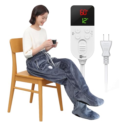 HiBox®【現役看護師監修】足温器 着るこたつ フットウォーマー コンセント式 着る電気毛布【25~60℃までフリー温度調節機能 1～12時間タイマー付き】ホット脚入れヒーター 電気足温器 ホット足入れヒーター 多機能加熱パンツ 安全 エコ 省エネ 全身を暖かく 洗濯ネット付き PSE認証済 紐仕様 、L（身長140-165CM）のサムネイル