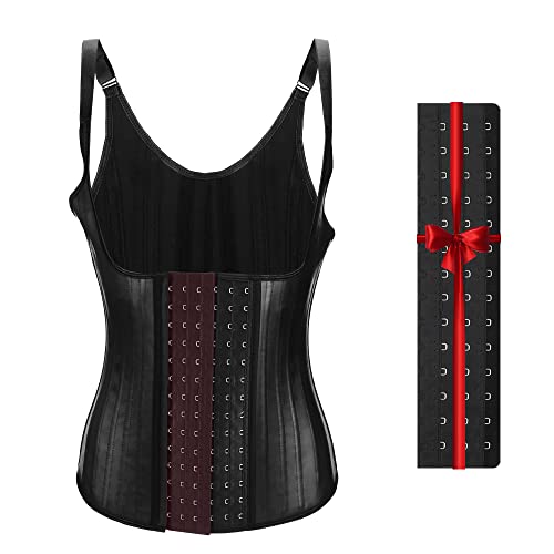Image of Queenral Girdles Gym Latex Waist Trainer Shaper Modeling Strap Corset Girdles Body Shapewear Belt Vest (Black, S fit for Waist 25.9"-27.9")