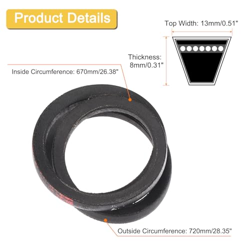 Image of uxcell A26 1 /2 Classic Wrapped V-Belt, 28 inch Outside Circumference Wrapped Industrial Rubber V-Belt A Profile V-Belt for Industrial Machinery Equipment, Black